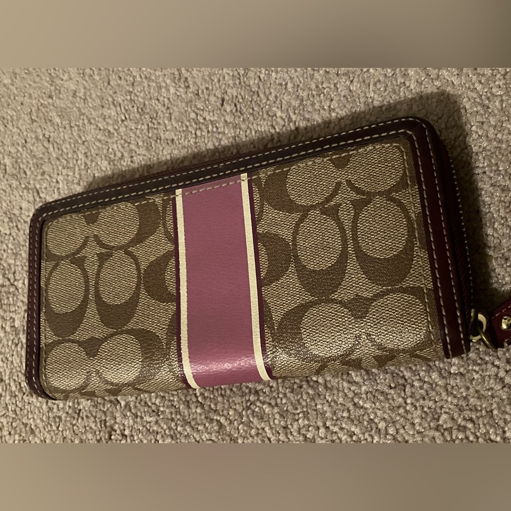 Coach Signature Wallet with Purple and Brown Accents - Picture 2 of 4